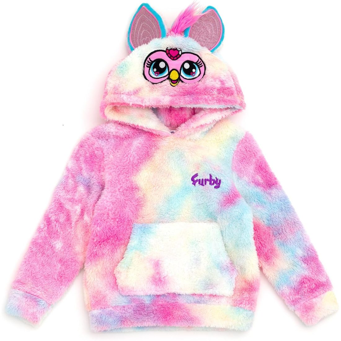 Furby Glitter Hooded Sweatshirt, Pastel Tie Dye Furby toy